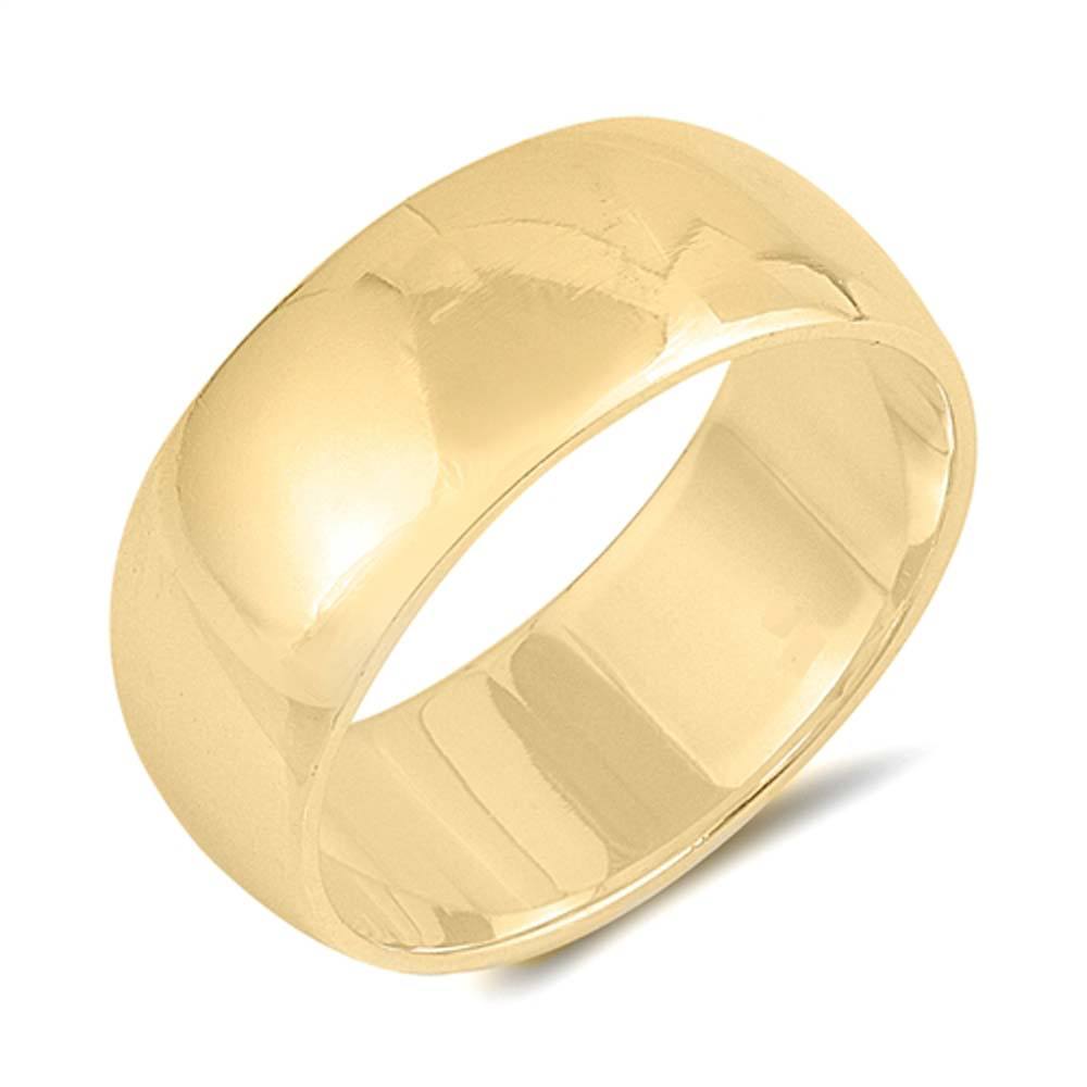 Sterling Silver Yellow Gold Plated Wedding Band Plain Rings, Width 8mm