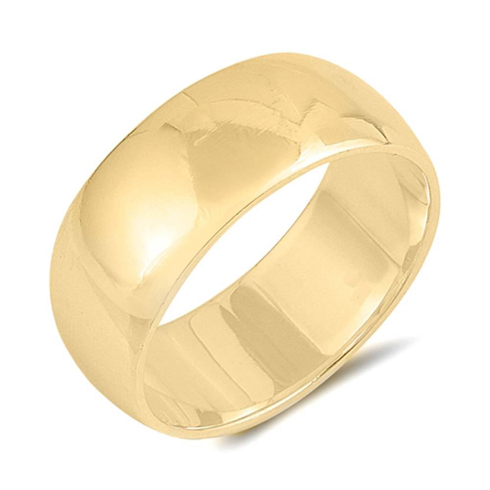 Sterling Silver Yellow Gold Plated Wedding Band Plain RingsAnd Width 8mm