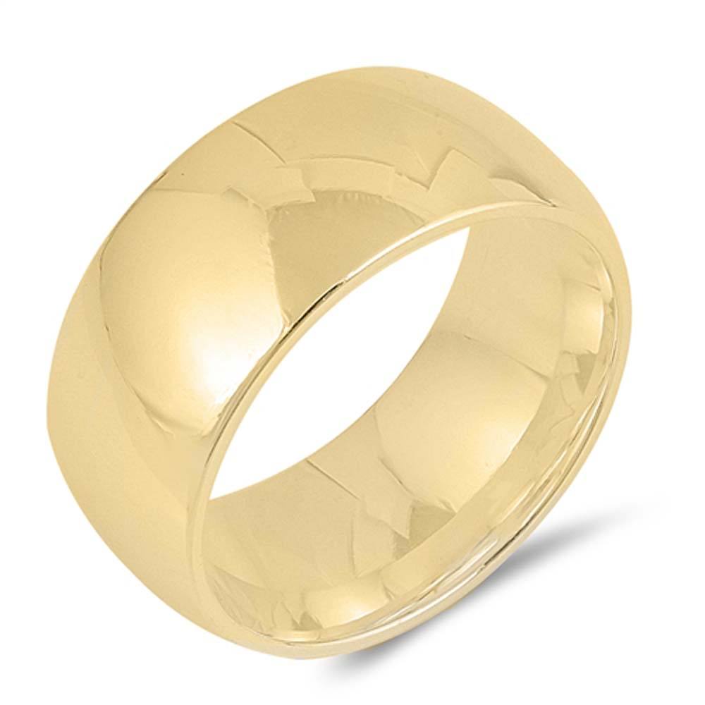 Sterling Silver Yellow Gold Plated Wedding Band Plain Rings, Width 9mm