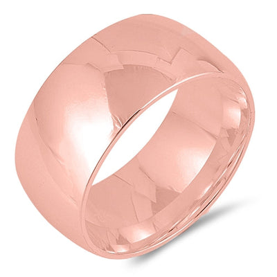 Sterling Silver Rose Gold Wedding Band-10mm