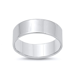 Sterling Silver Flat Cigar Band Ring-7mm