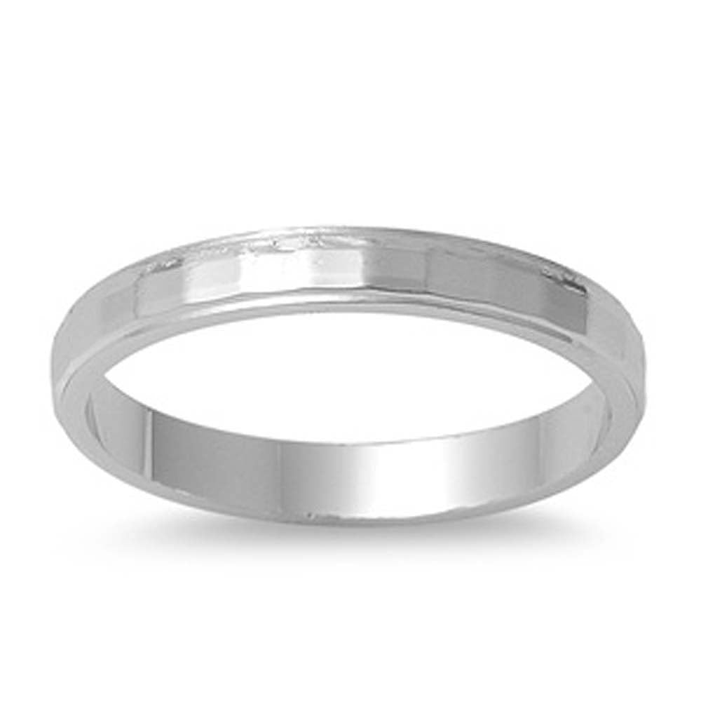 Sterling Silver Diamond Cut Band Ring with Face Height of 7MM