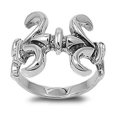 Sterling Silver Fleur De Lis Shaped Plain RingsAnd Band Width 3mm