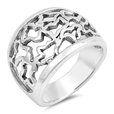 Sterling Silver Celtic Shaped Plain RingsAnd Face Height 17mmAnd Band Width 6mmAnd Weight 6.6grams