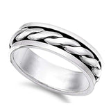 Sterling Silver Spinner Shaped Plain RingsAnd Face Height 7mm