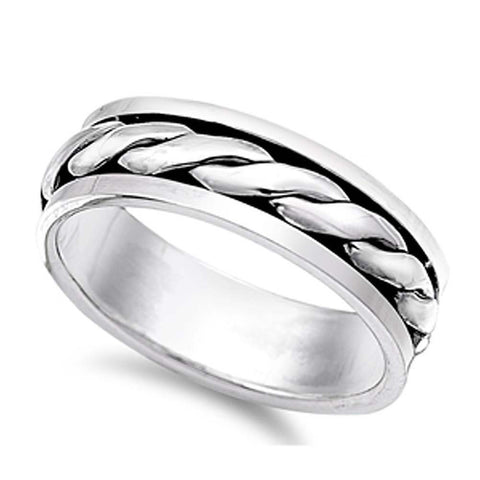 Sterling Silver Spinner Shaped Plain RingsAnd Face Height 7mm