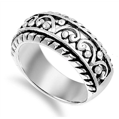 Sterling Silver Celtic Shaped Plain RingsAnd Face Height 9mm