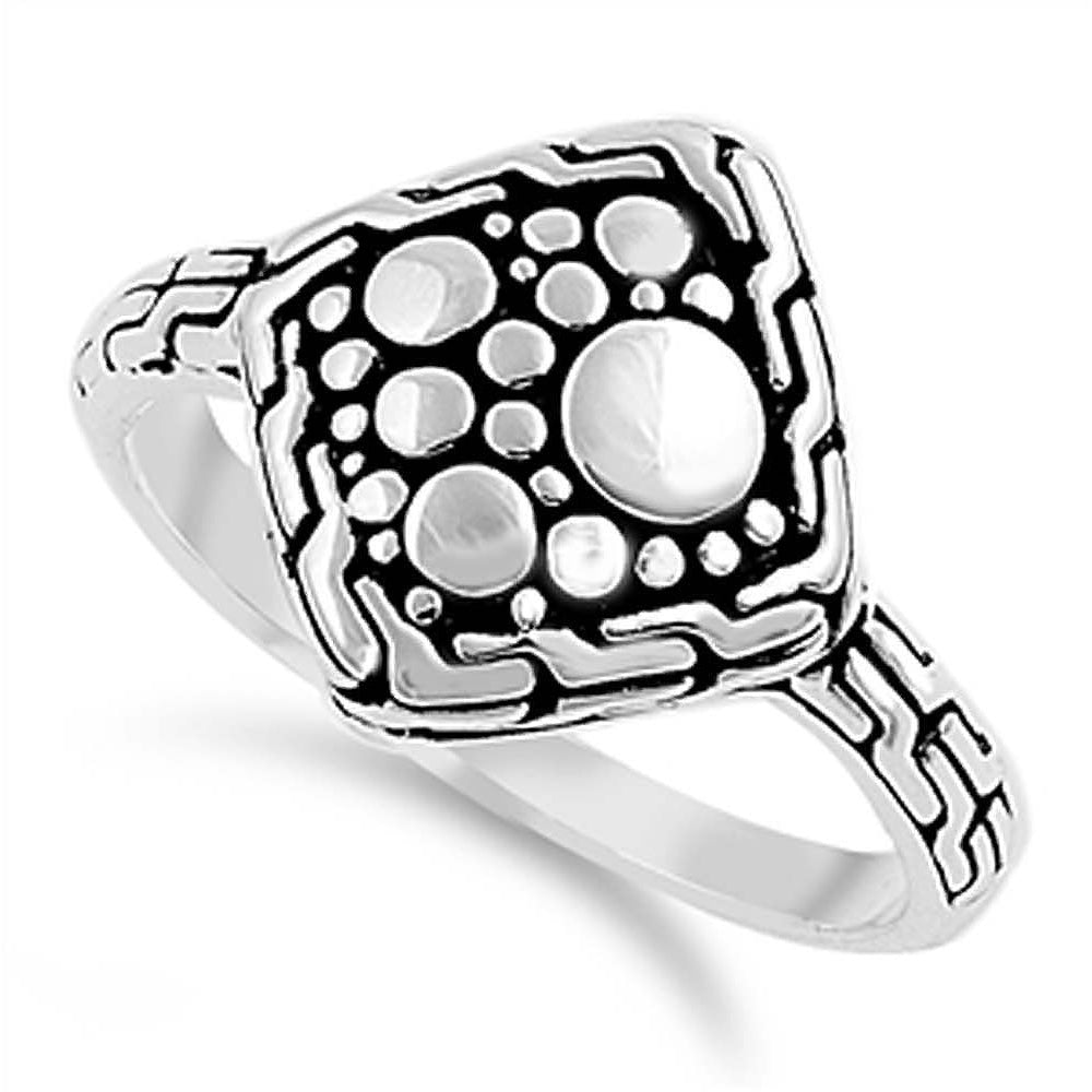 Sterling Silver Diamond Cut Bali Shaped Plain RingsAnd Face Height 14mm
