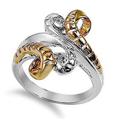 Sterling Silver Rhodium Coated Two Tone Wing Shaped Plain RingsAnd Band Width 3mmAnd Face Height 21mm