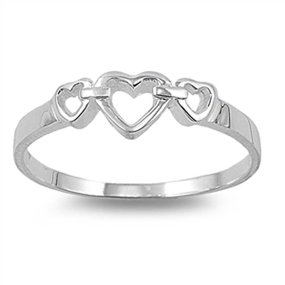 Sterling Silver Heart Shaped Plain RingsAnd Face Height 6mmAnd Band Width 2mm