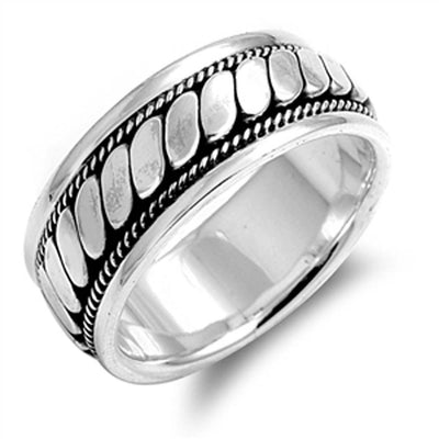 Sterling Silver Rope Design Shaped Plain RingsAnd Band Width 9mm