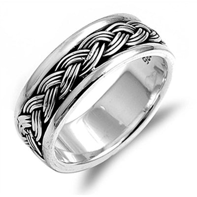 Sterling Silver Spinner Shaped Plain RingsAnd Band Width 8mm