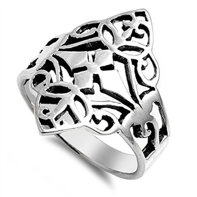 Sterling Silver Cross Design Plain RingsAnd Face Height 24mmAnd Band Width 4mm