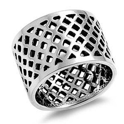 Sterling Silver Diamond Cut Shaped Plain RingsAnd Band Width 15mm