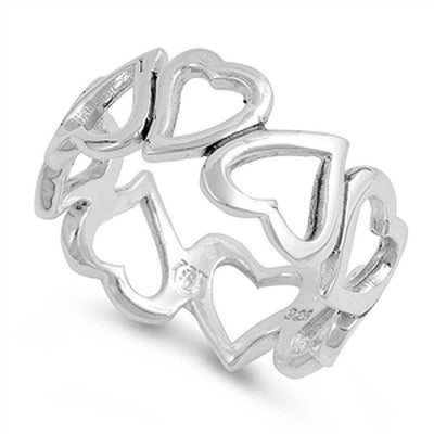 Sterling Silver Heart Band Shaped Plain RingsAnd Face Height 8mm
