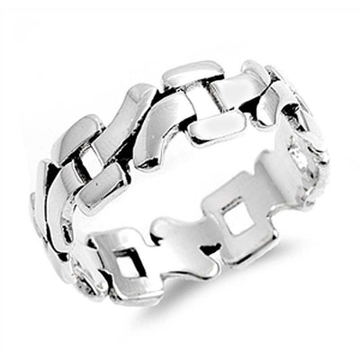 Sterling Silver Chain Shaped Plain RingsAnd Band Width 8mmAnd Weight 7grams