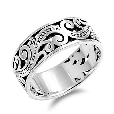 Sterling Silver Celtic Shaped Plain RingsAnd Band Width 10mmAnd Weight 7.2grams