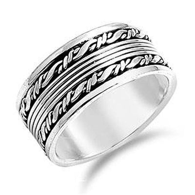 Sterling Silver Spinner Shaped Plain RingsAnd Band Width 10mmAnd Weight 11grams