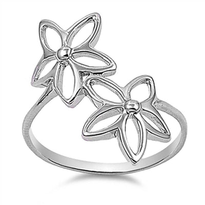 Sterling Silver Plumeria Shaped Plain RingsAnd Face Height 25mm