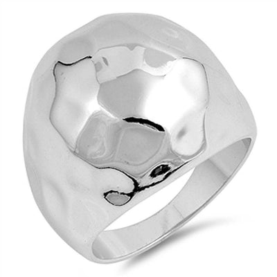 Sterling Silver Hammered Design Plain RingsAnd Face Height 21mmAnd Band Width 3mm