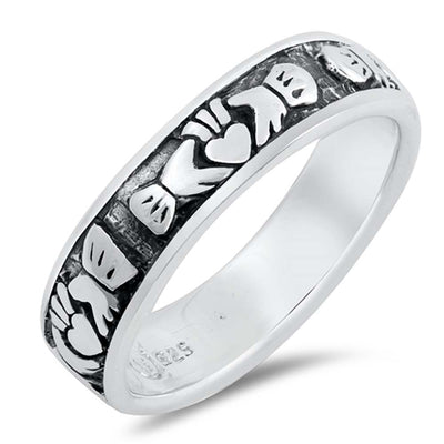 Sterling Silver Claddagh Band Plain RingsAnd Band Width 6mm