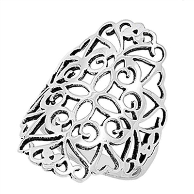 Sterling Silver Plumeria Shaped Plain RingsAnd Face Height 31mm