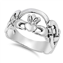 Load image into Gallery viewer, Sterling Silver Claddagh Shaped Plain RingsAnd Face Height 10mm
