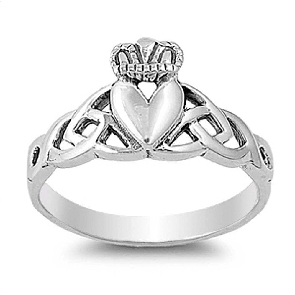 Sterling Silver Claddagh Shaped Plain RingsAnd Face Height 11mm