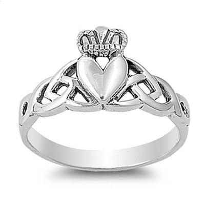Sterling Silver Claddagh Shaped Plain RingsAnd Face Height 11mm