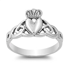 Sterling Silver Claddagh Shaped Plain RingsAnd Face Height 11mm