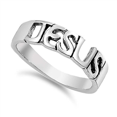 Sterling Silver Jesus Shaped Plain RingsAnd Face Height 5mm