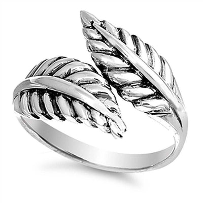 Sterling Silver Leaves Shaped Plain RingsAnd Face Height 14mmAnd Band Width 3mm