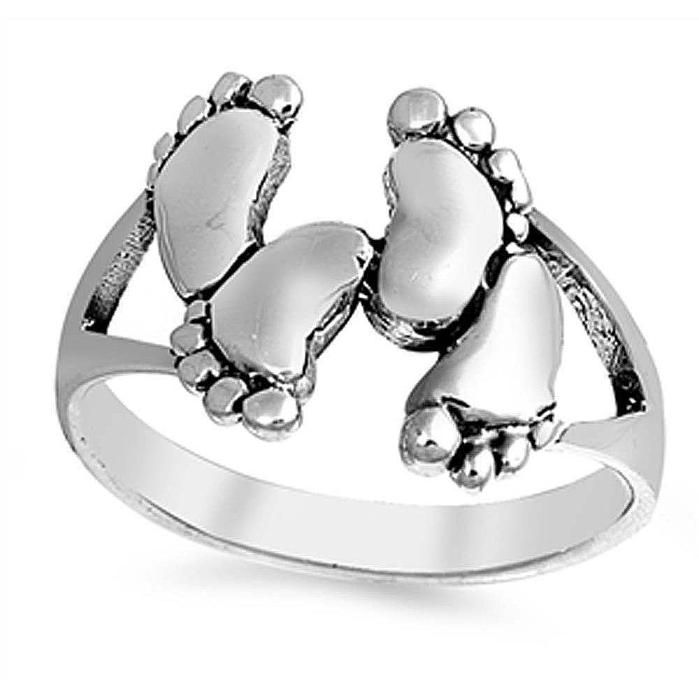 Sterling Silver Feet Shaped Plain RingsAnd Face Height 13mmAnd Band Width 3mm