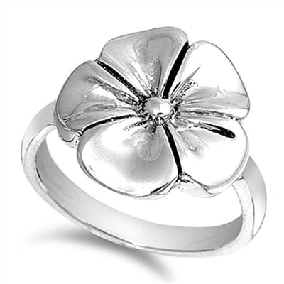Sterling Silver Plumeria Shaped Plain RingsAnd Face Height 16mmAnd Weight 5.5grams