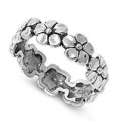 Sterling Silver Continuous Plumeria Shaped Plain RingsAnd Face Height 7mm