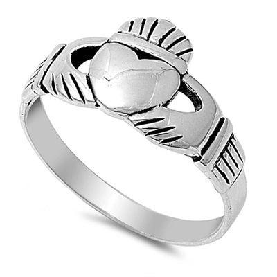 Sterling Silver Claddagh Shaped Plain RingsAnd Face Height 11mm