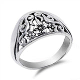 Sterling Silver Plumeria Shaped Plain RingsAnd Face Height 12mm