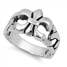 Load image into Gallery viewer, Sterling Silver Fleur De Liz Shaped Plain RingsAnd Face Height 13mmAnd Band Width 5mm