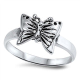 Sterling Silver Butterfly Shaped Plain RingsAnd Face Height 11mmAnd Band Width 3mm
