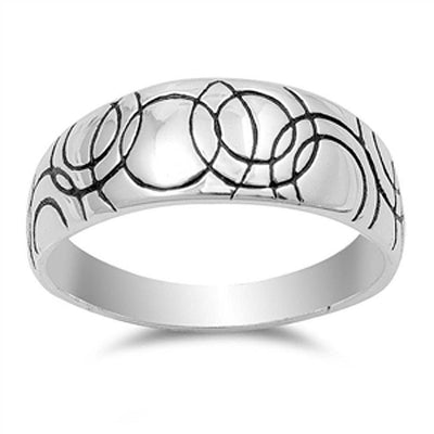 Sterling Silver Rounds Shaped Plain RingsAnd Face Height 8mm