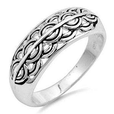 Sterling Silver Spinner Shaped Plain RingsAnd Face Height 8mmAnd Band Width 3mm