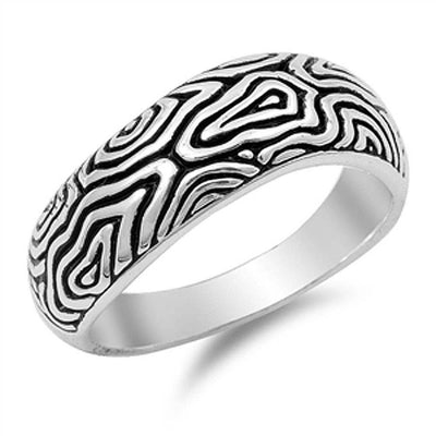 Sterling Silver Celtic Shaped Plain RingsAnd Face Height 8mmAnd Band Width 4mm