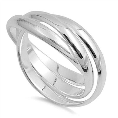 Sterling Silver Triple Band Shaped Plain RingsAnd Band Width 3mm