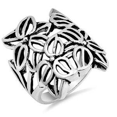 Sterling Silver Flower Shaped Plain RingsAnd Face Height 22mmAnd Band Width 2mm