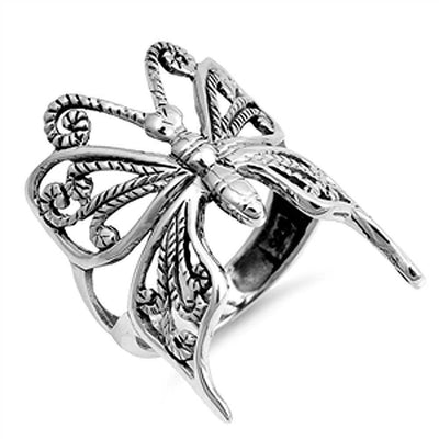 Sterling Silver Butterfly Shaped Plain RingsAnd Face Height 25mmAnd Band Width 4mm