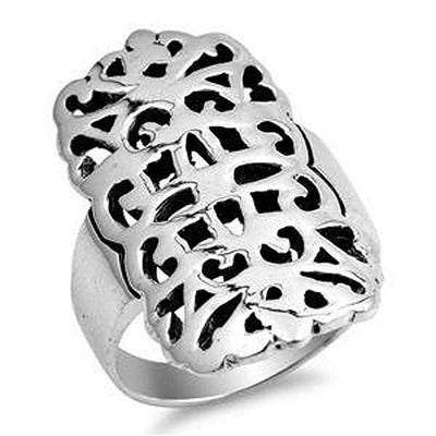 Sterling Silver Celtic Plumeria Shaped Plain RingsAnd Face Height 27mmAnd Band Width 5mm