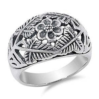 Sterling Silver Flower Shaped Plain RingsAnd Face Height 16mmAnd Band Width 5mmAnd Weight 8grams
