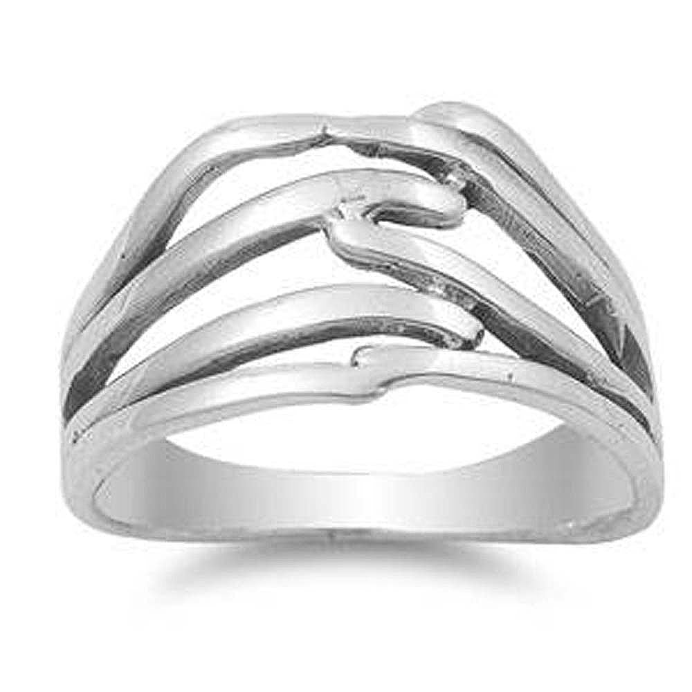 Sterling Silver Fingers Shaped Plain RingsAnd Face Height 12mmAnd Band Width 4mm