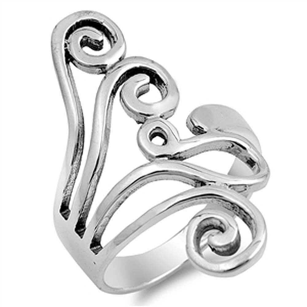 Sterling Silver Flower Shaped Plain RingsAnd Face Height 29mm