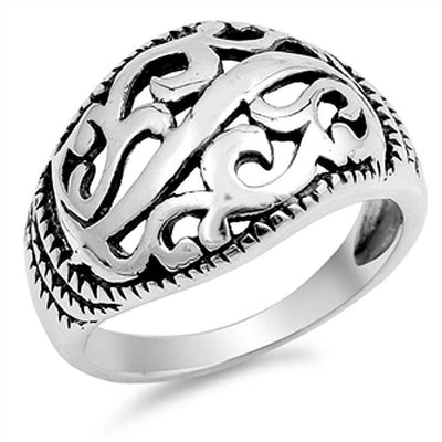 Sterling Silver Celtic Design Plain RingsAnd Face Height 13mmAnd Band Width 3mm